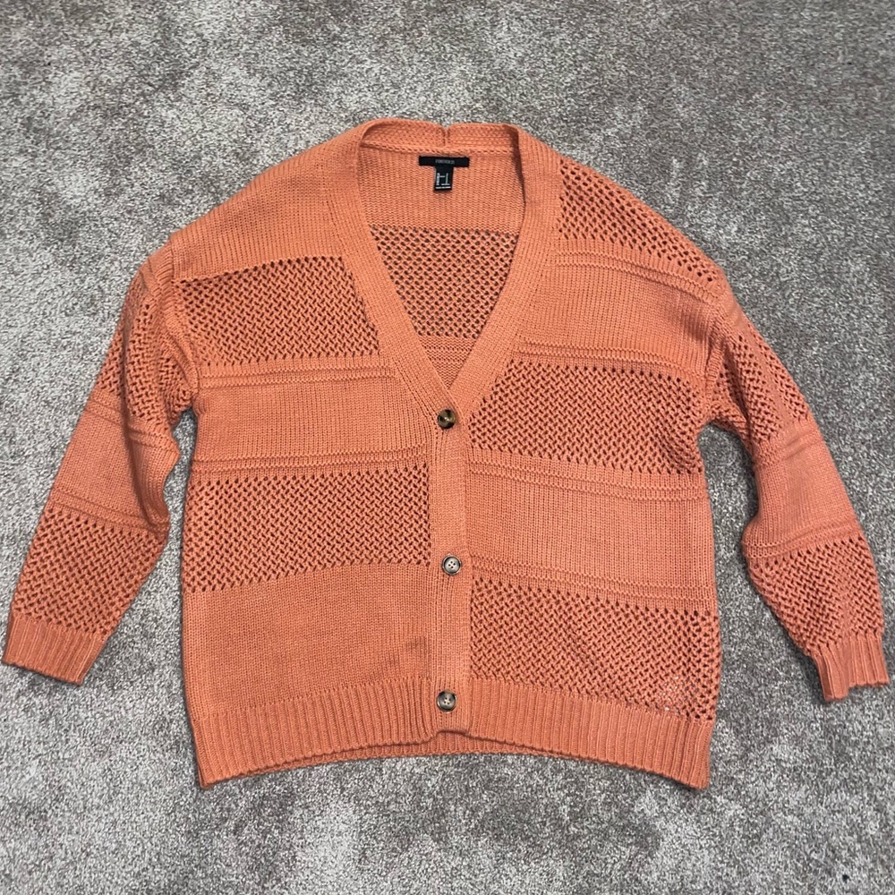 Forever 21 Orange Knit Open Front Cardigan